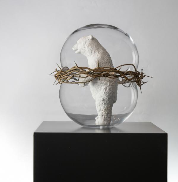 Cold, marble, glass, bronze, 143 x 100 x 100 cm © Koen Vanmechelen, photo by Philippe van Gelooven, 2026